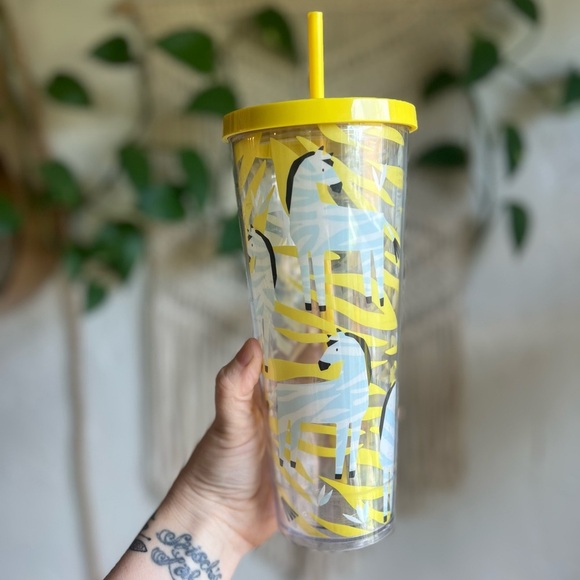Starbucks 24 oz Yellow Zebra Cold Cup Tumbler Rare Venti Acrylic Straw Cup HTF - Picture 3 of 8